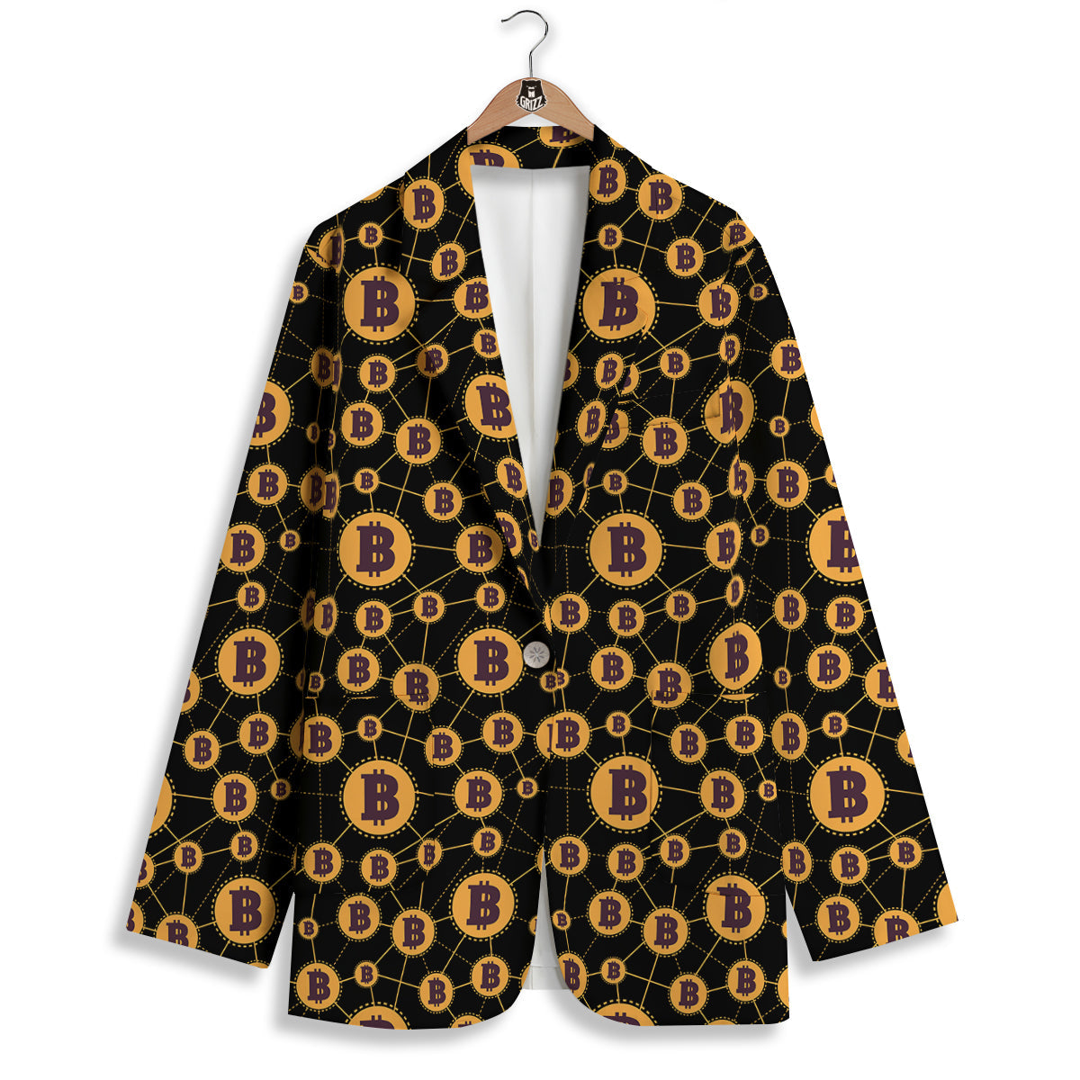 Connection Bitcoin Print Pattern Women's Blazer-grizzshop