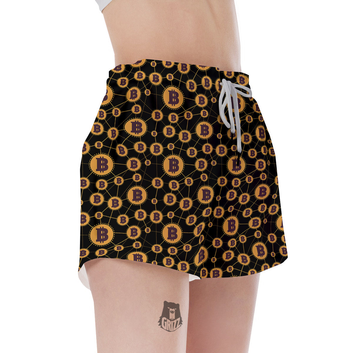 Connection Bitcoin Print Pattern Women's Shorts-grizzshop