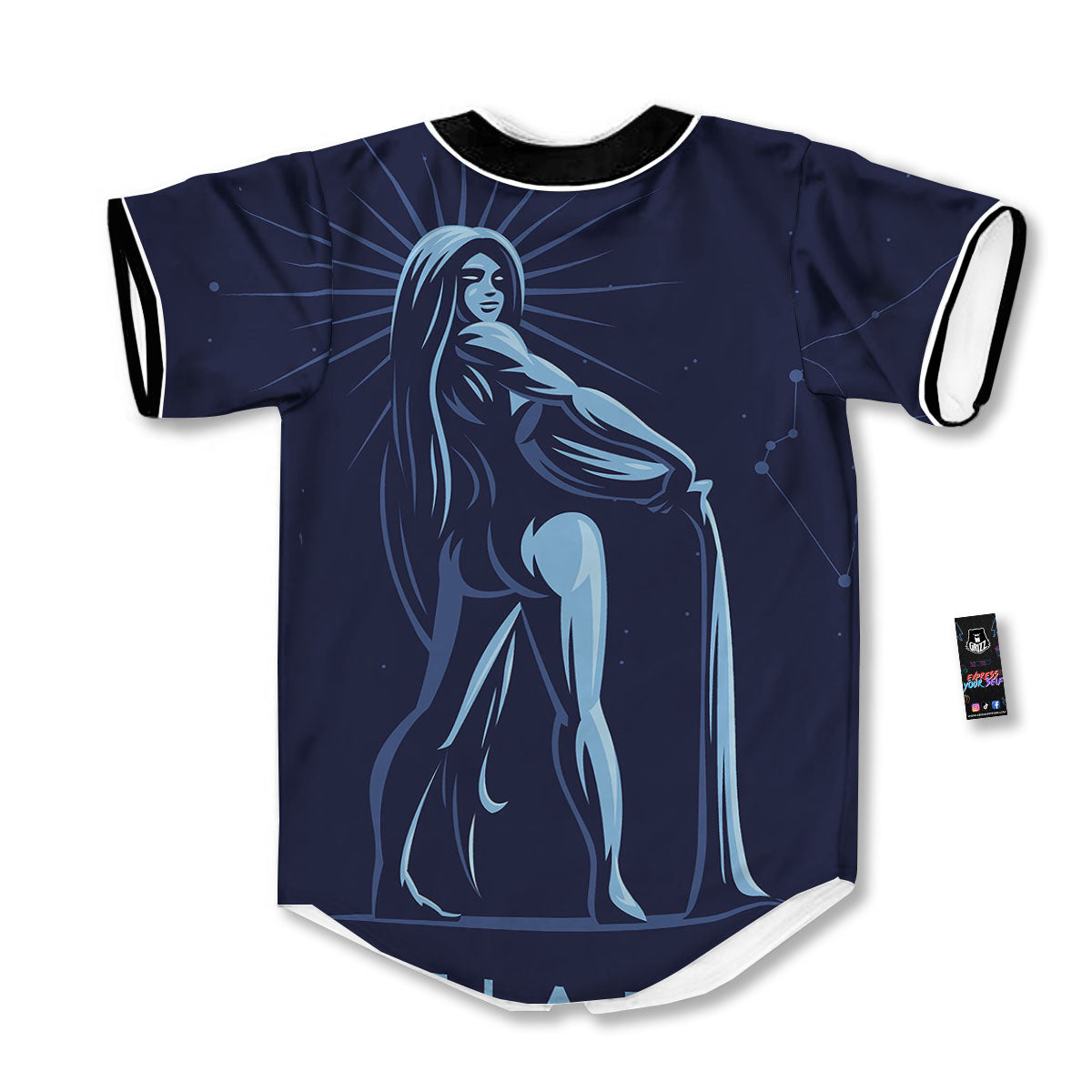 Constellation Aquarius Print Baseball Jersey-grizzshop