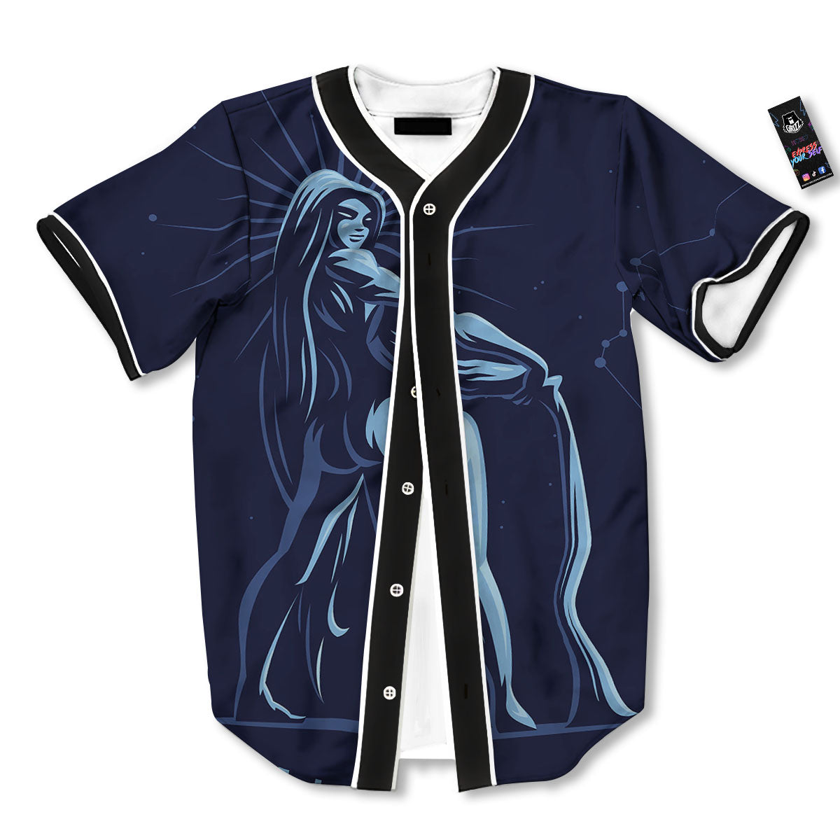 Constellation Aquarius Print Baseball Jersey-grizzshop