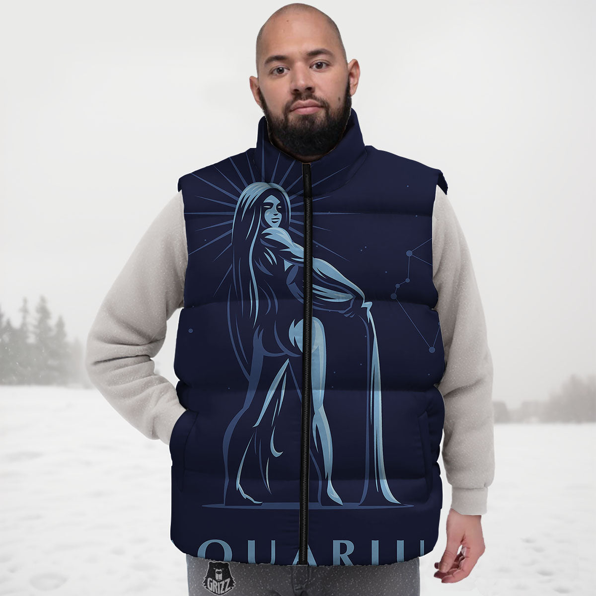 Constellation Aquarius Print Down Vest