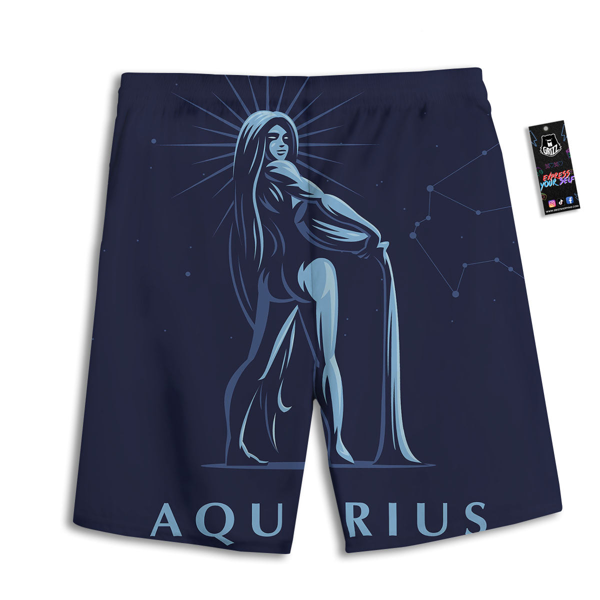 Constellation Aquarius Print Men's Athletic Shorts