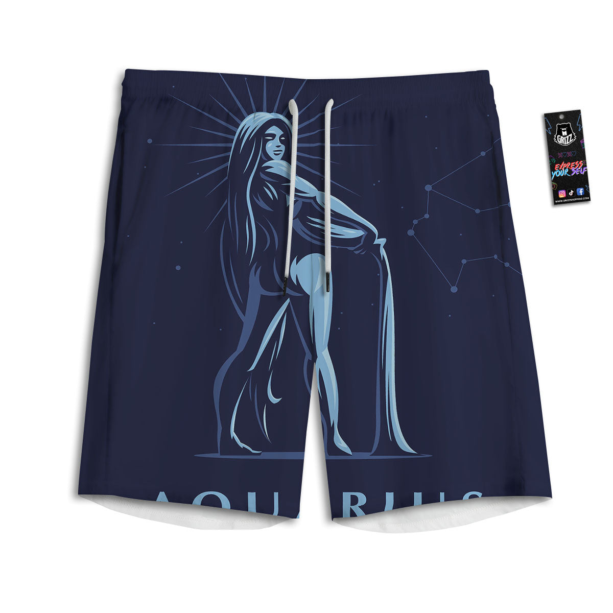 Constellation Aquarius Print Men's Athletic Shorts