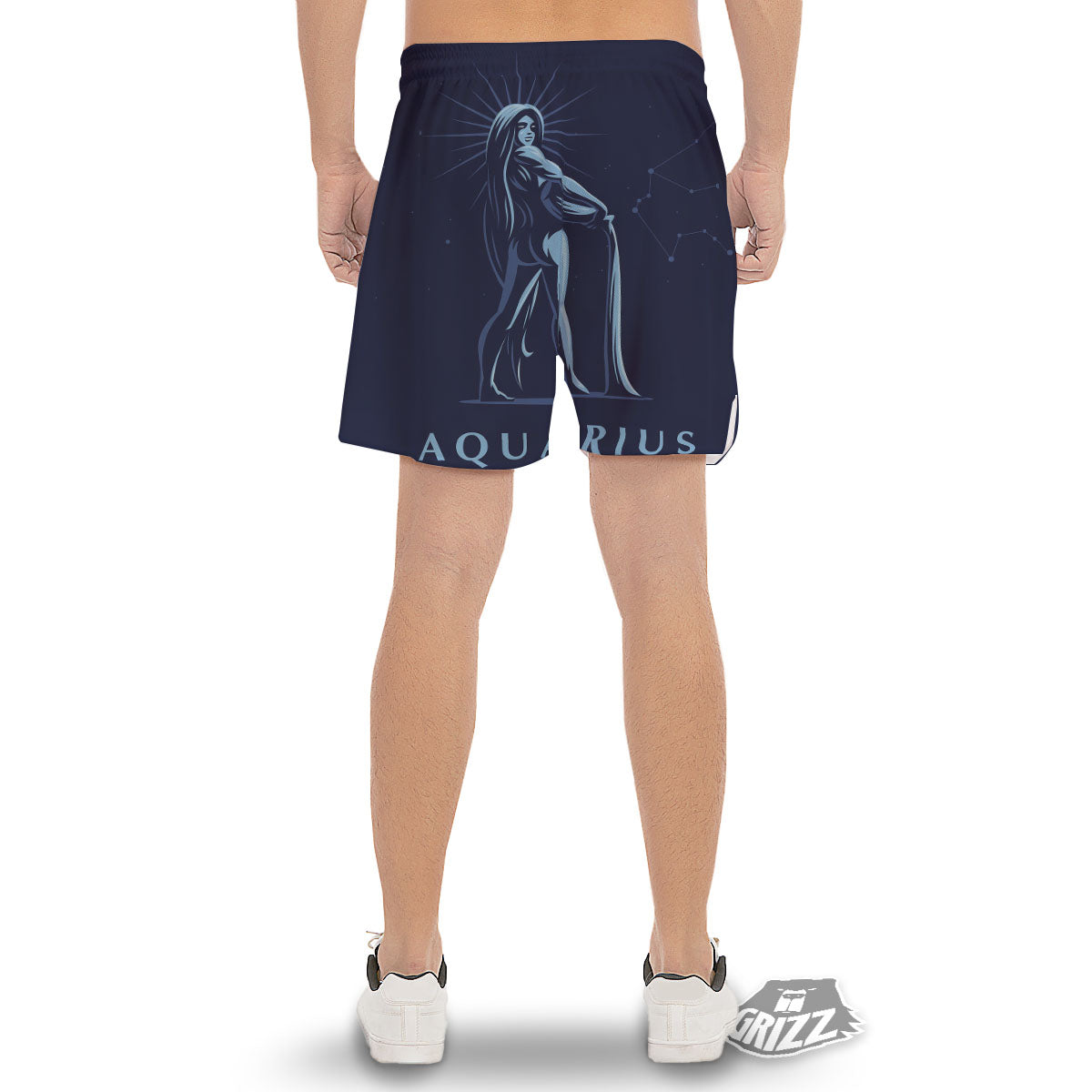 Constellation Aquarius Print Men's Gym Shorts-grizzshop