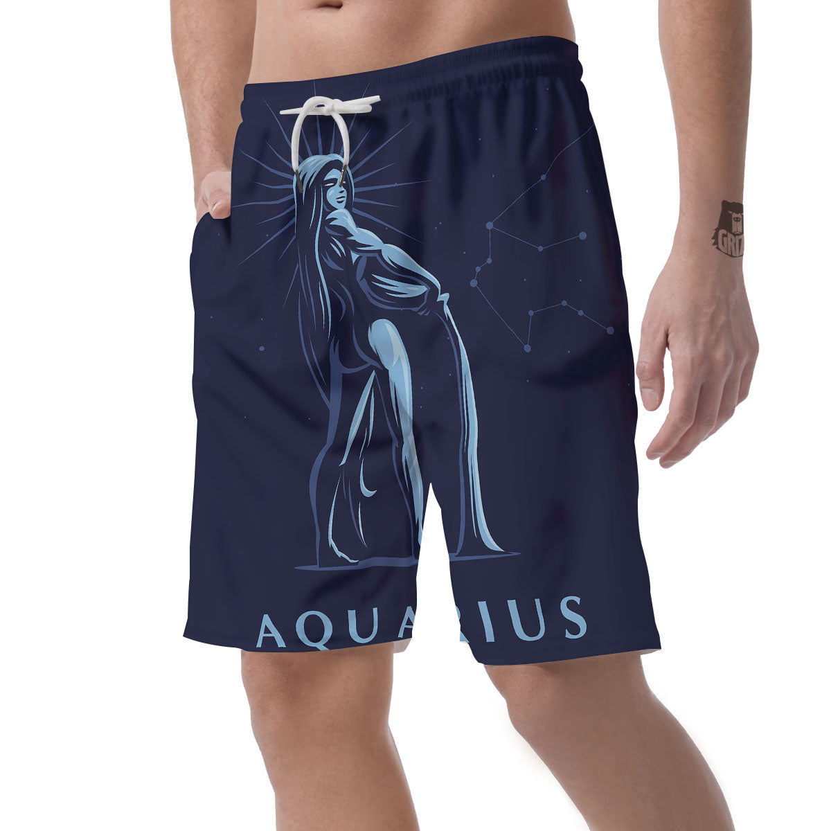 Constellation Aquarius Print Men's Shorts-grizzshop