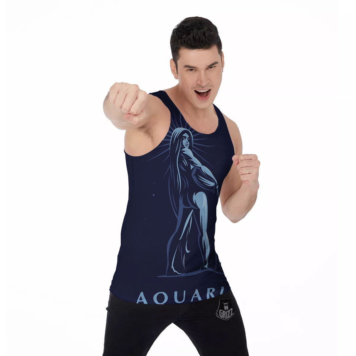 Constellation Aquarius Print Men's Tank Top-grizzshop
