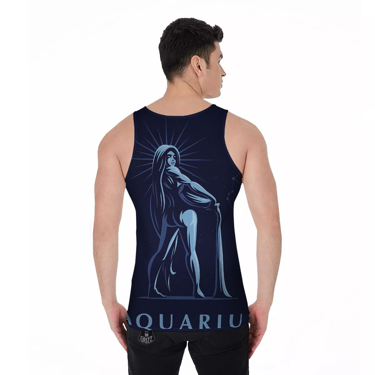 Constellation Aquarius Print Men's Tank Top-grizzshop
