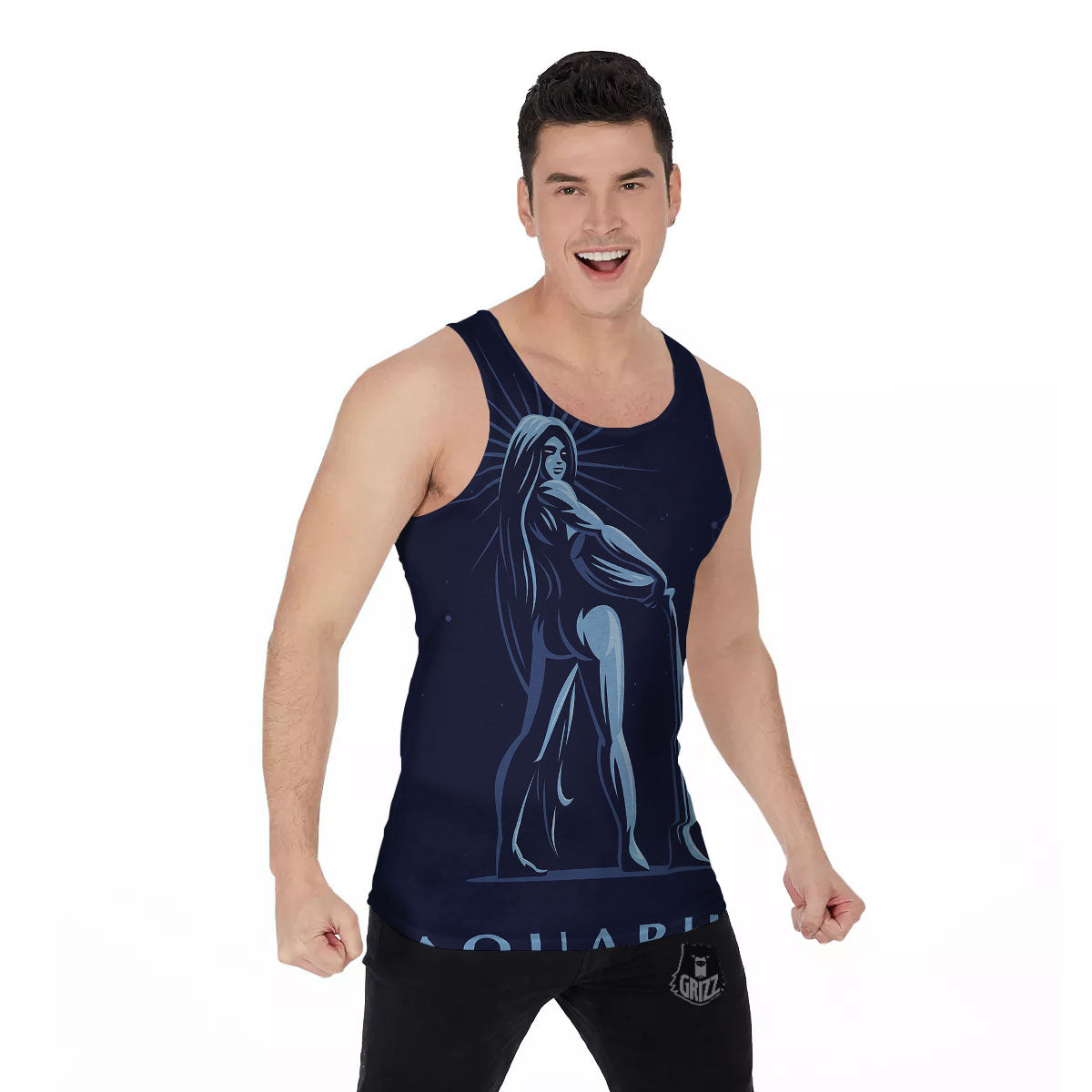 Constellation Aquarius Print Men's Tank Top-grizzshop