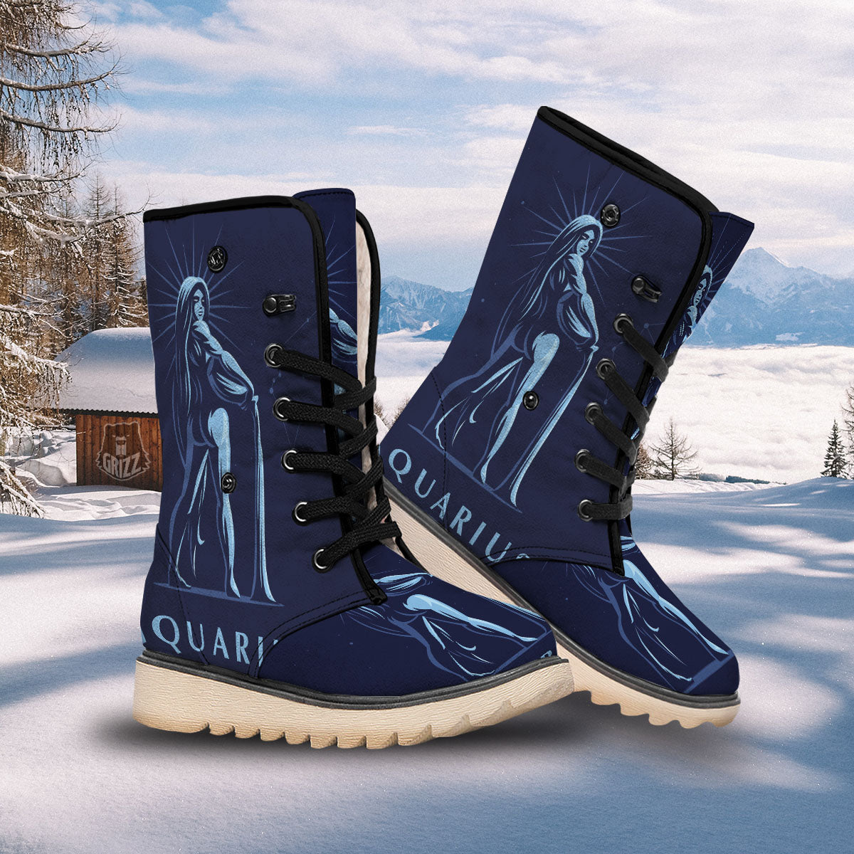 Constellation Aquarius Print Snow Boots-grizzshop