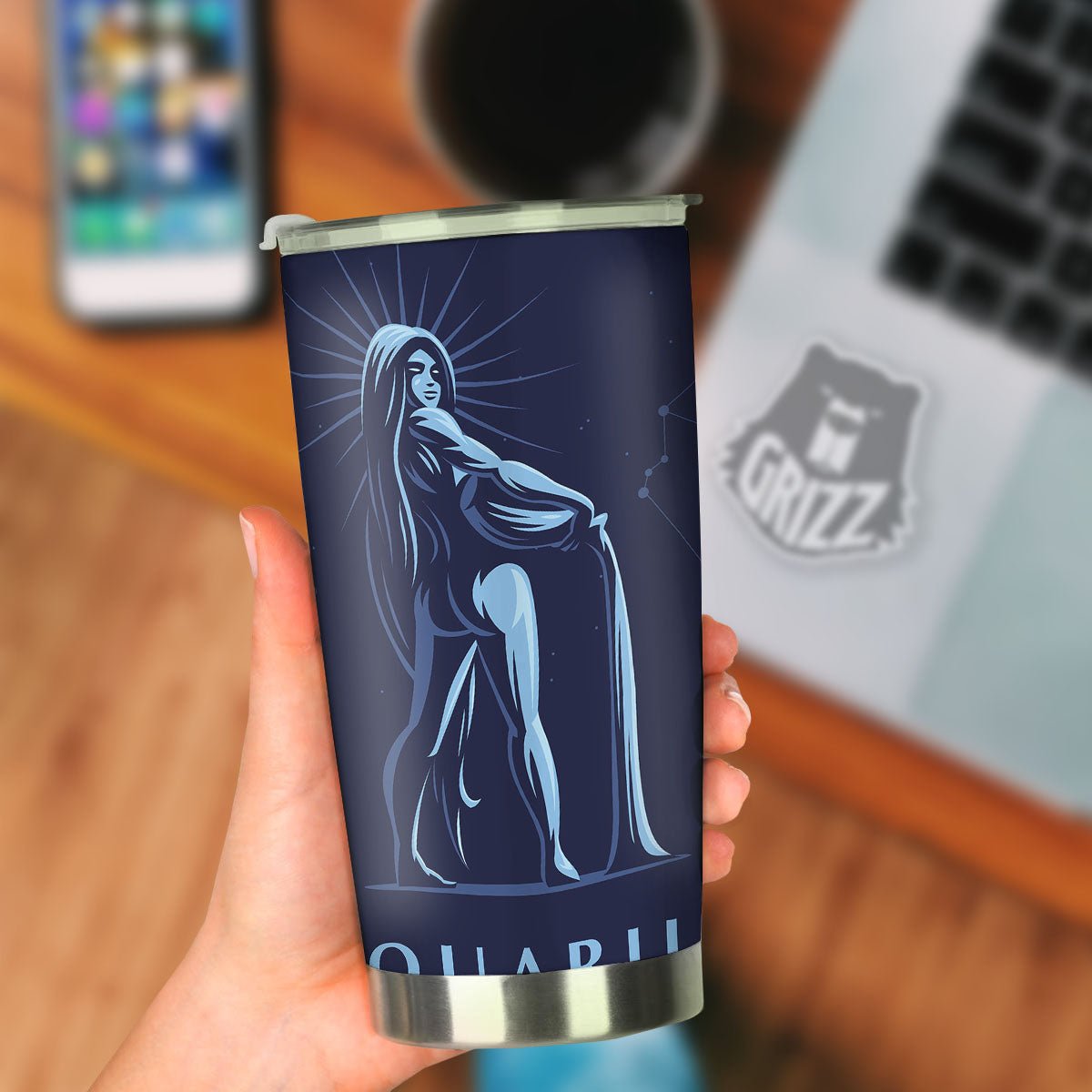 Constellation Aquarius Print Tumbler-grizzshop