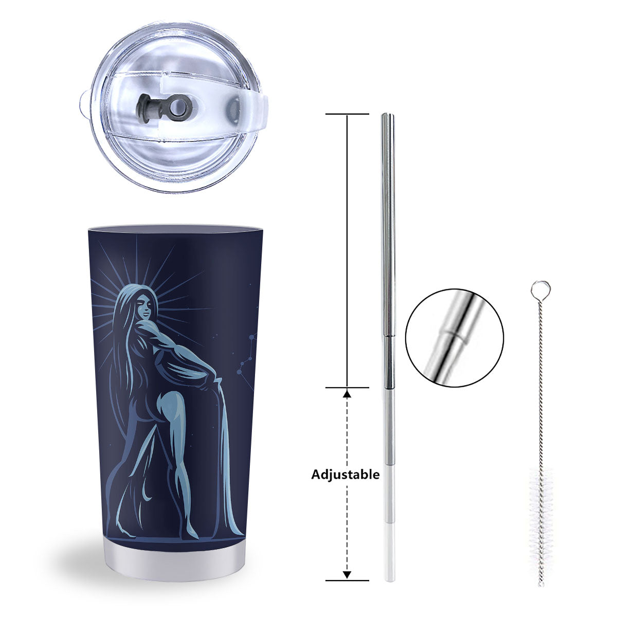 Constellation Aquarius Print Tumbler-grizzshop