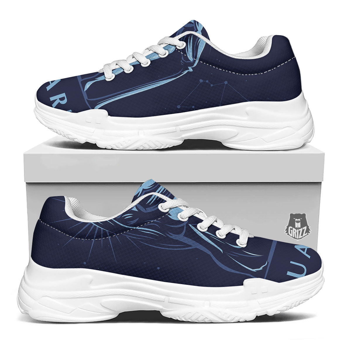 Constellation Aquarius Print White Chunky Shoes-grizzshop