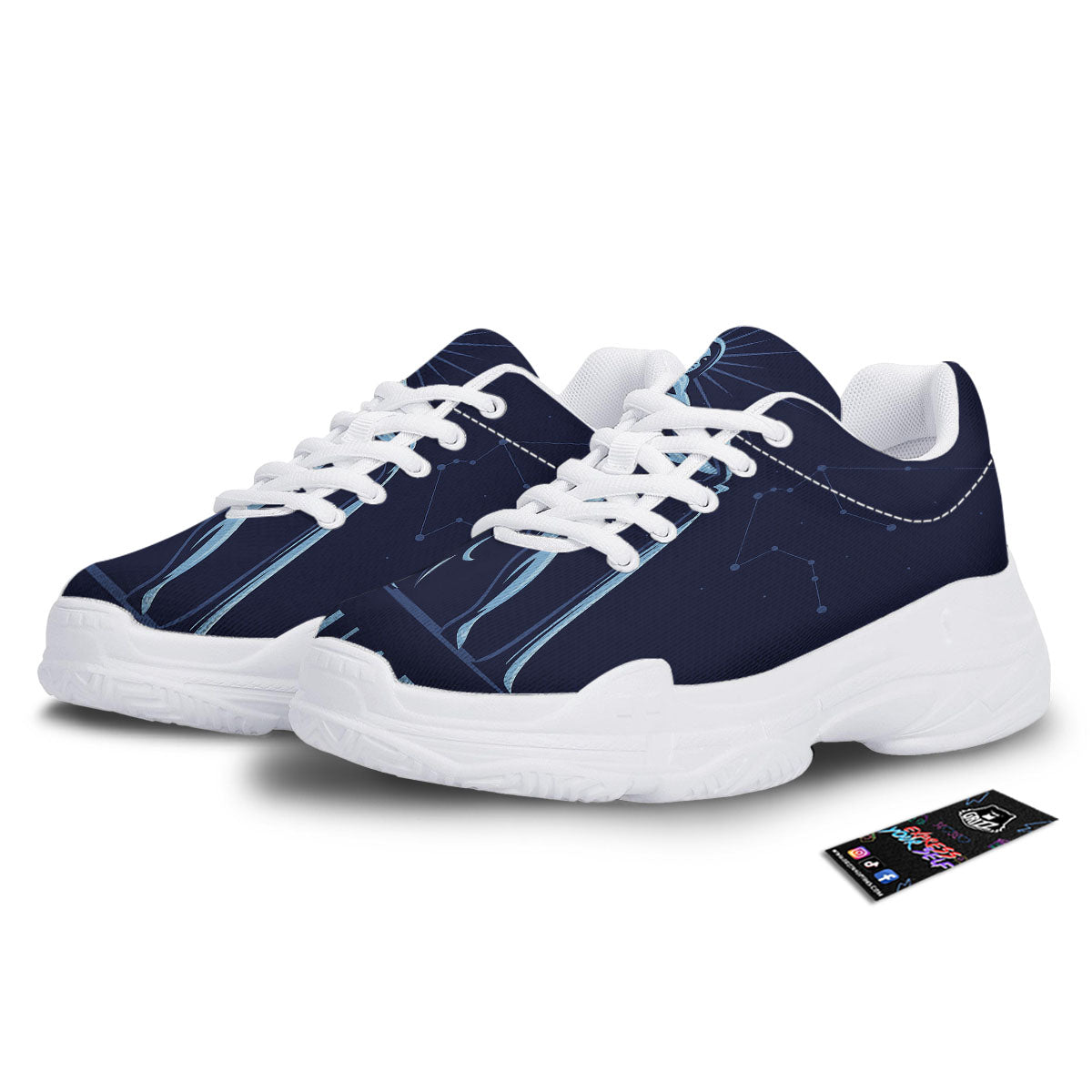 Constellation Aquarius Print White Chunky Shoes-grizzshop