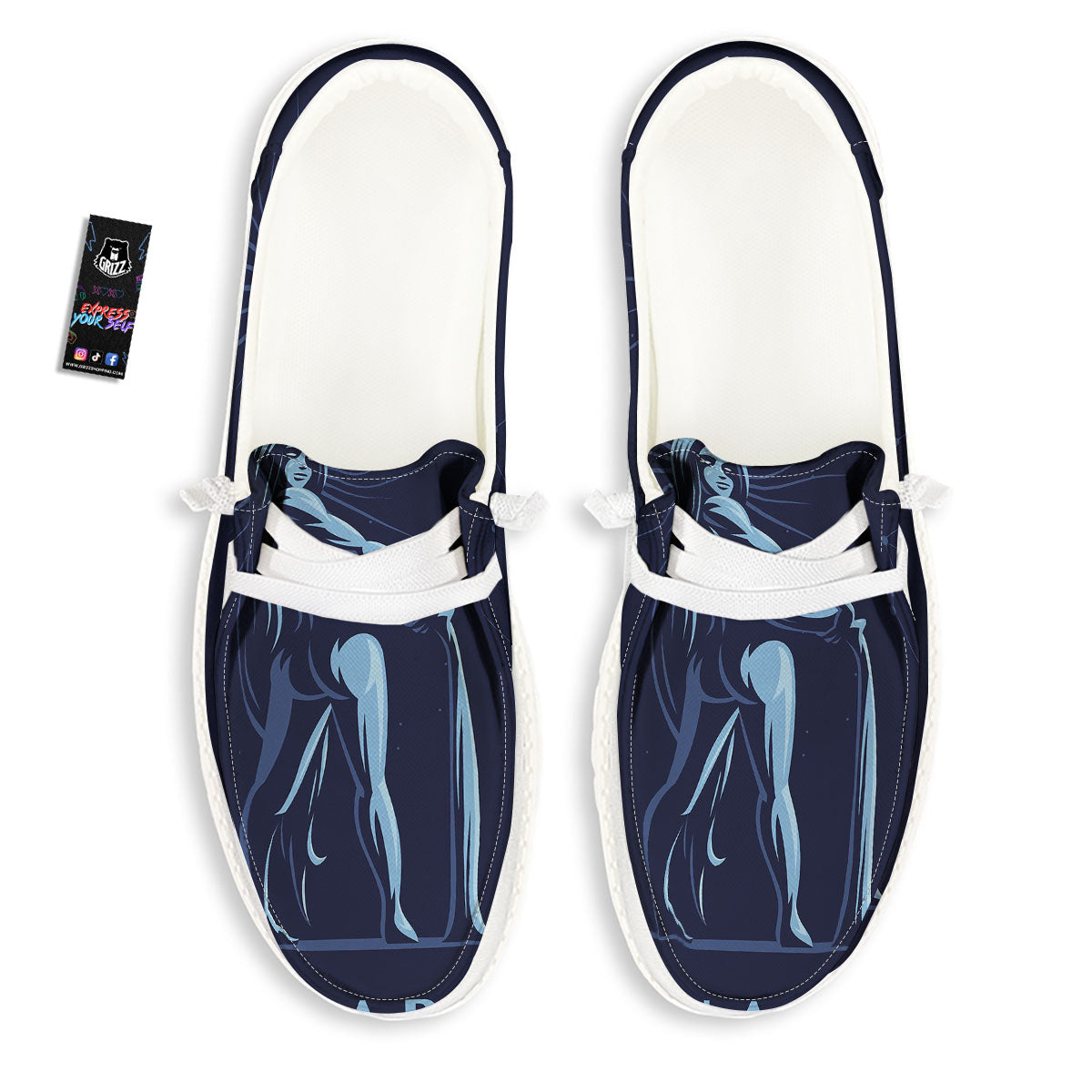 Constellation Aquarius Print White Loafers-grizzshop