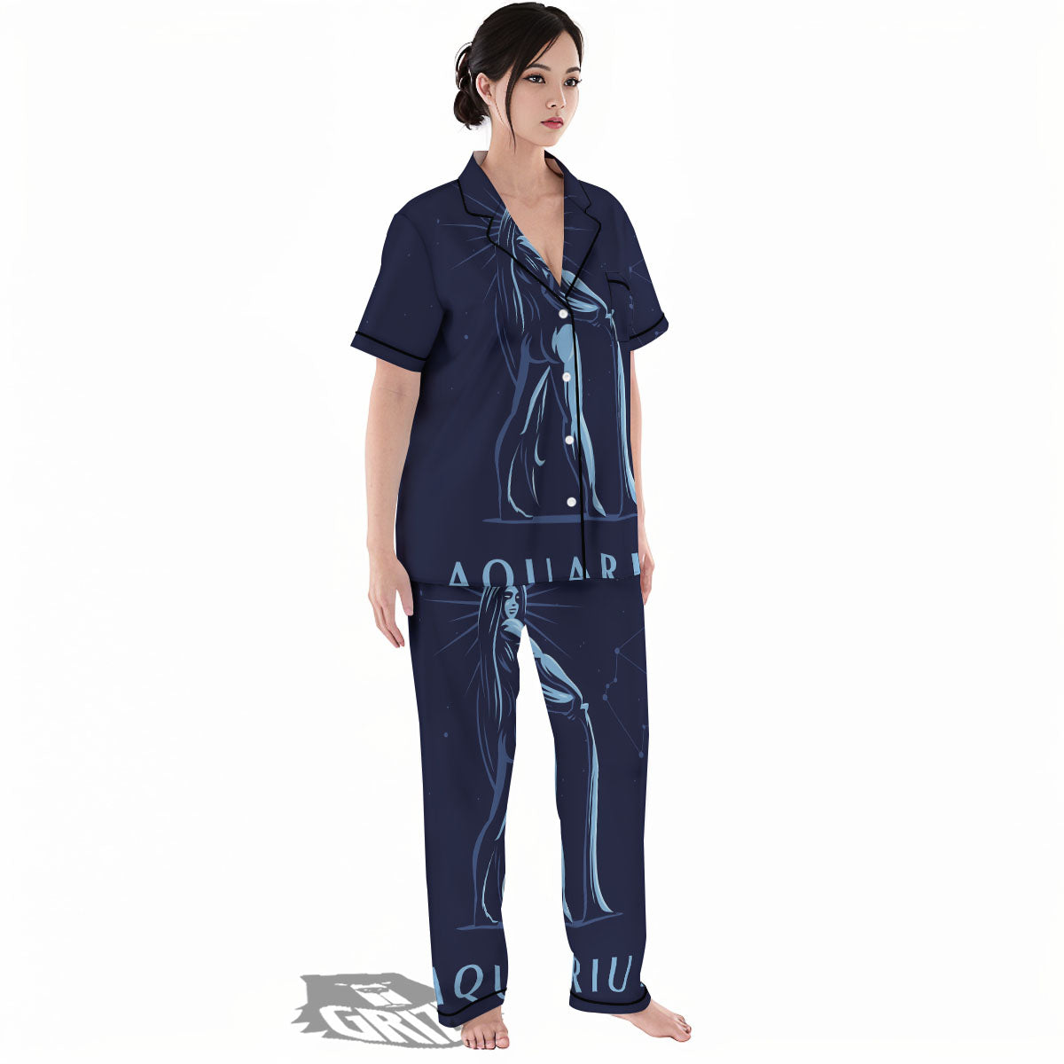 Constellation Aquarius Print Women's Pajamas Set-grizzshop