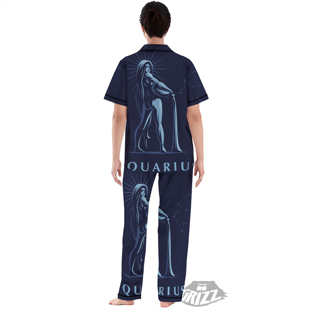 Constellation Aquarius Print Women's Pajamas Set-grizzshop