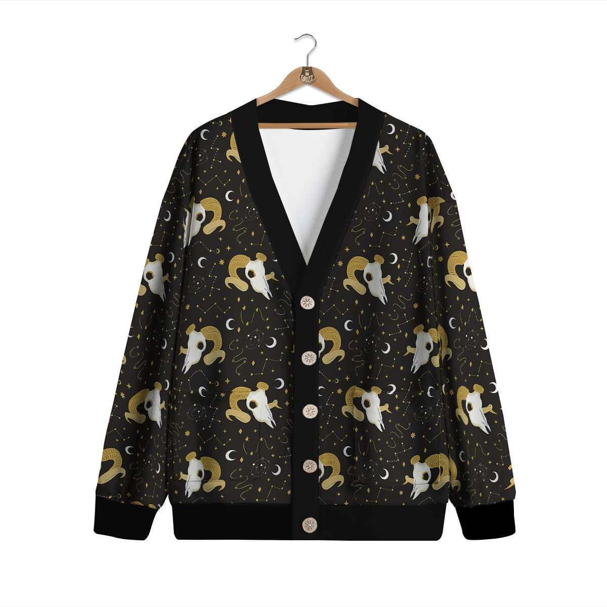 Constellation Aries Print Cardigan-grizzshop