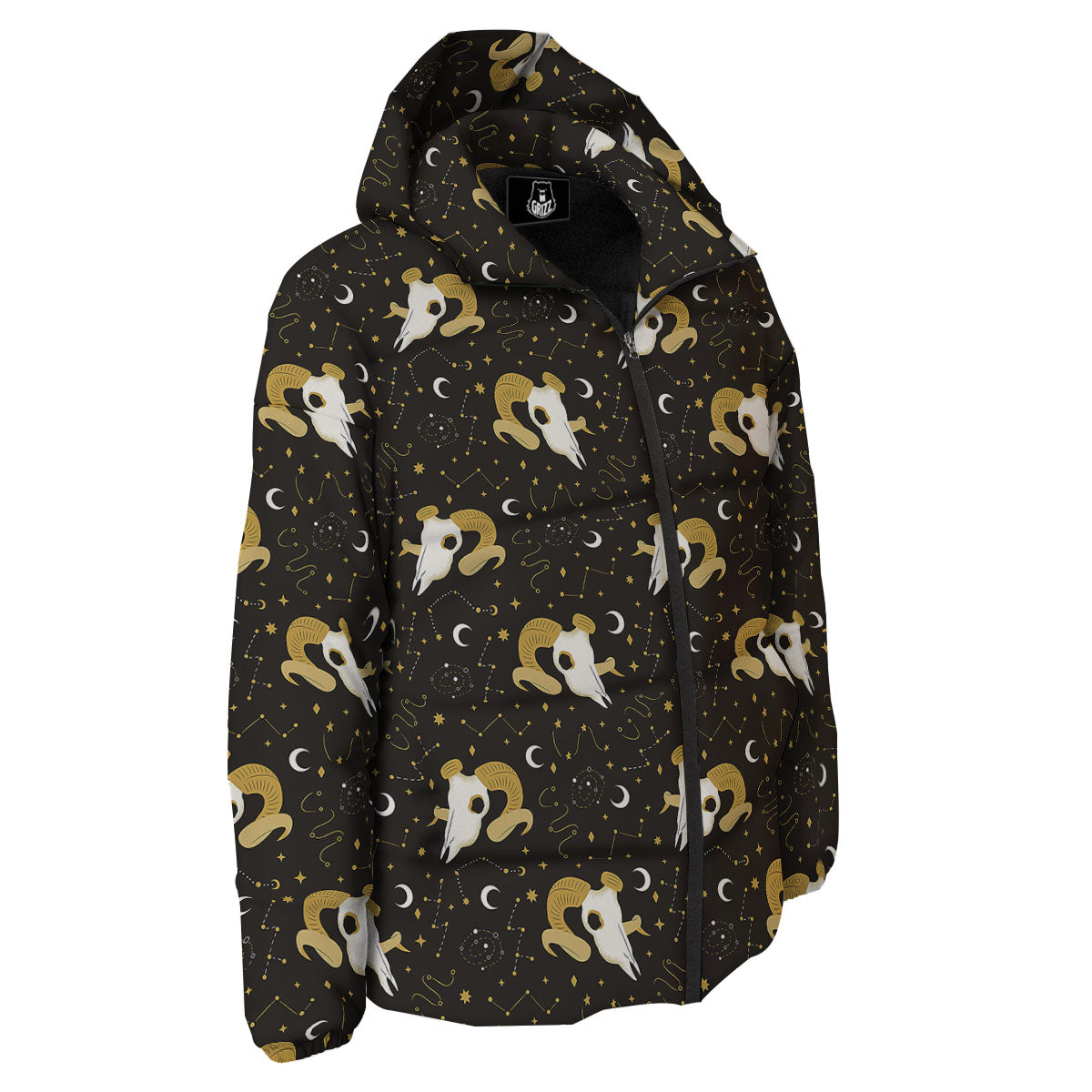 Constellation Aries Print Down Jacket-grizzshop