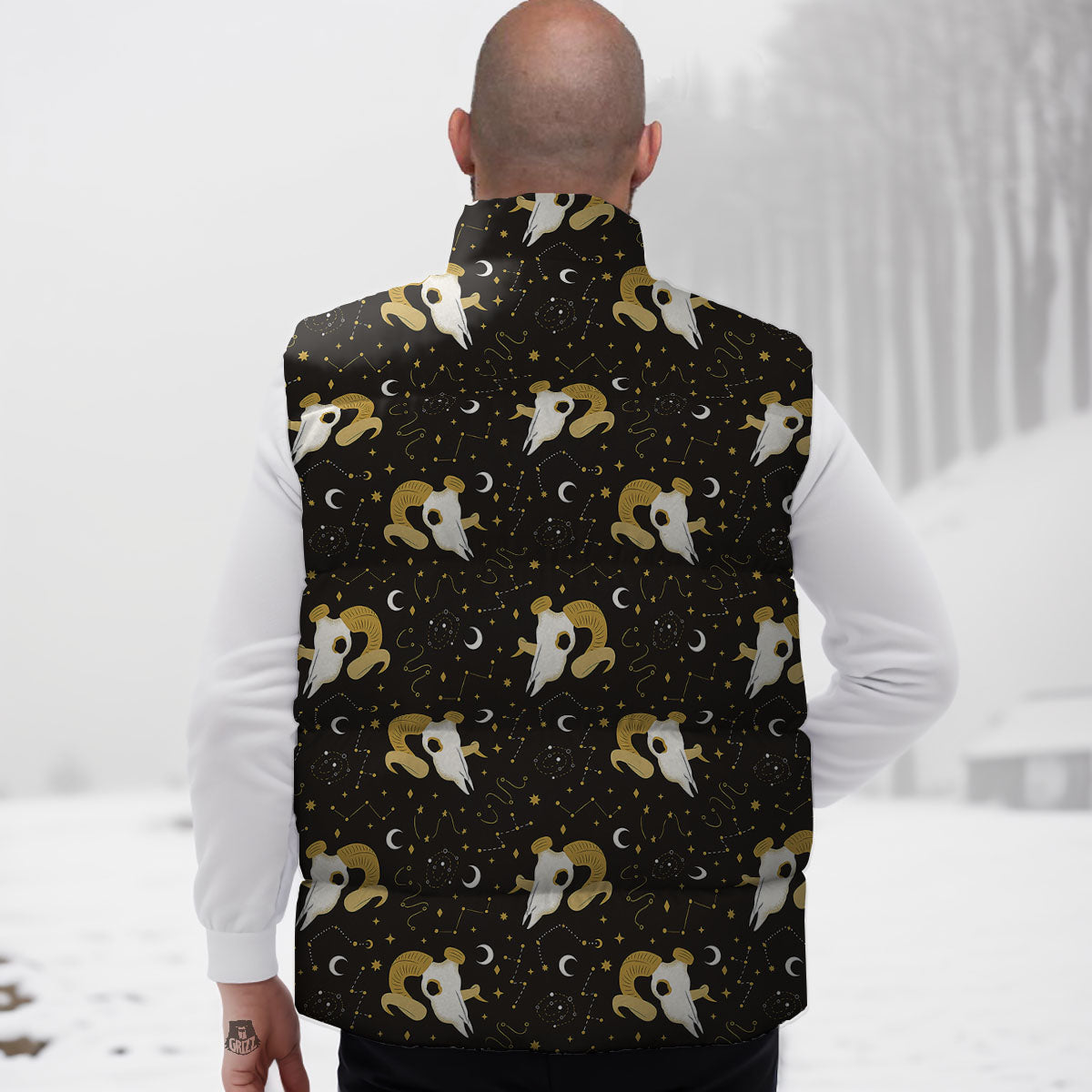 Constellation Aries Print Down Vest