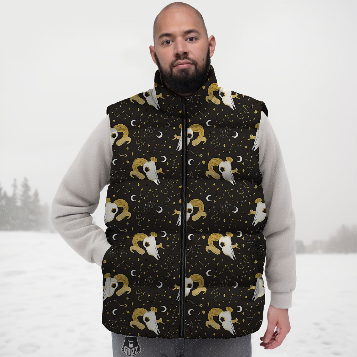Constellation Aries Print Down Vest