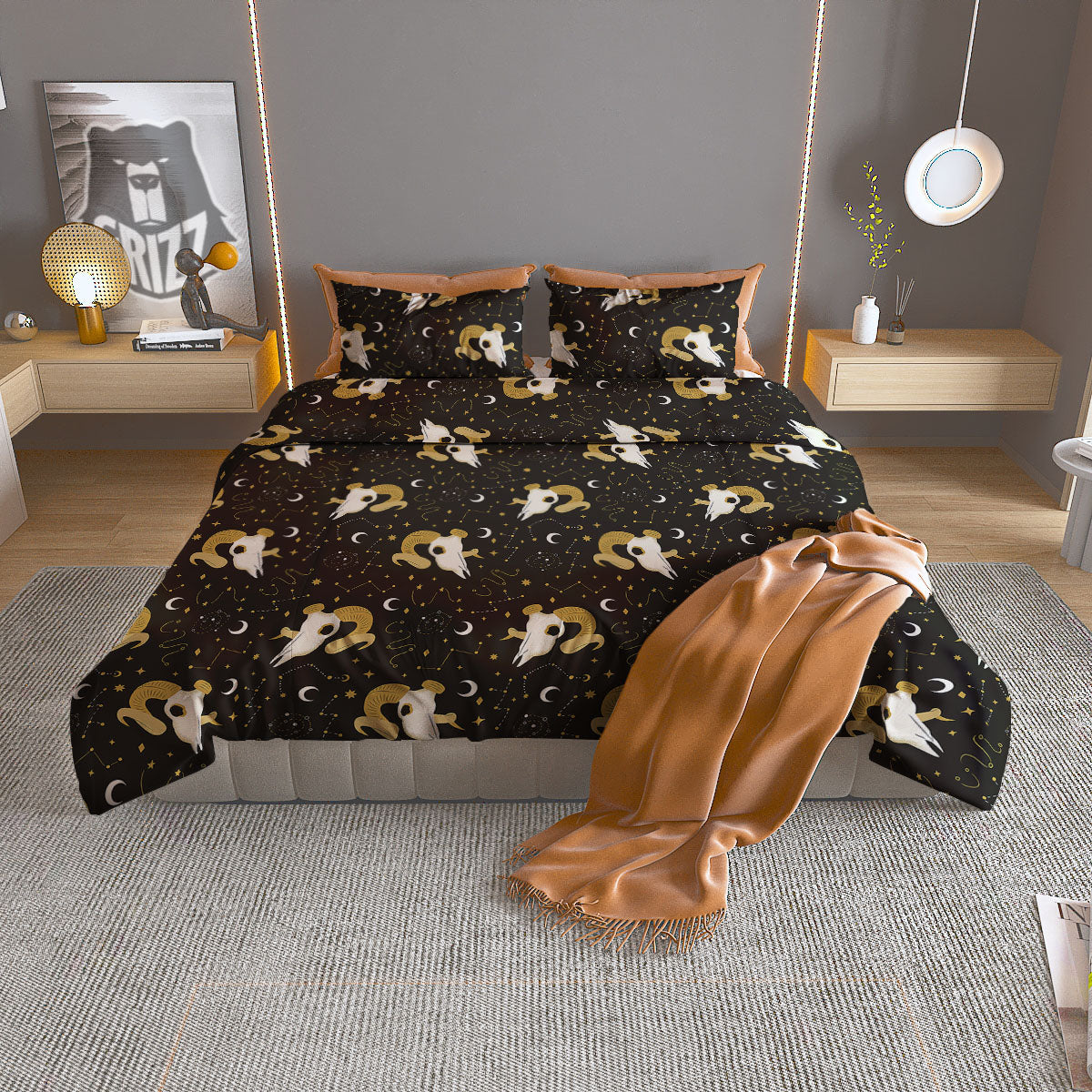 Constellation Aries Print Duvet Cover Bedding Set