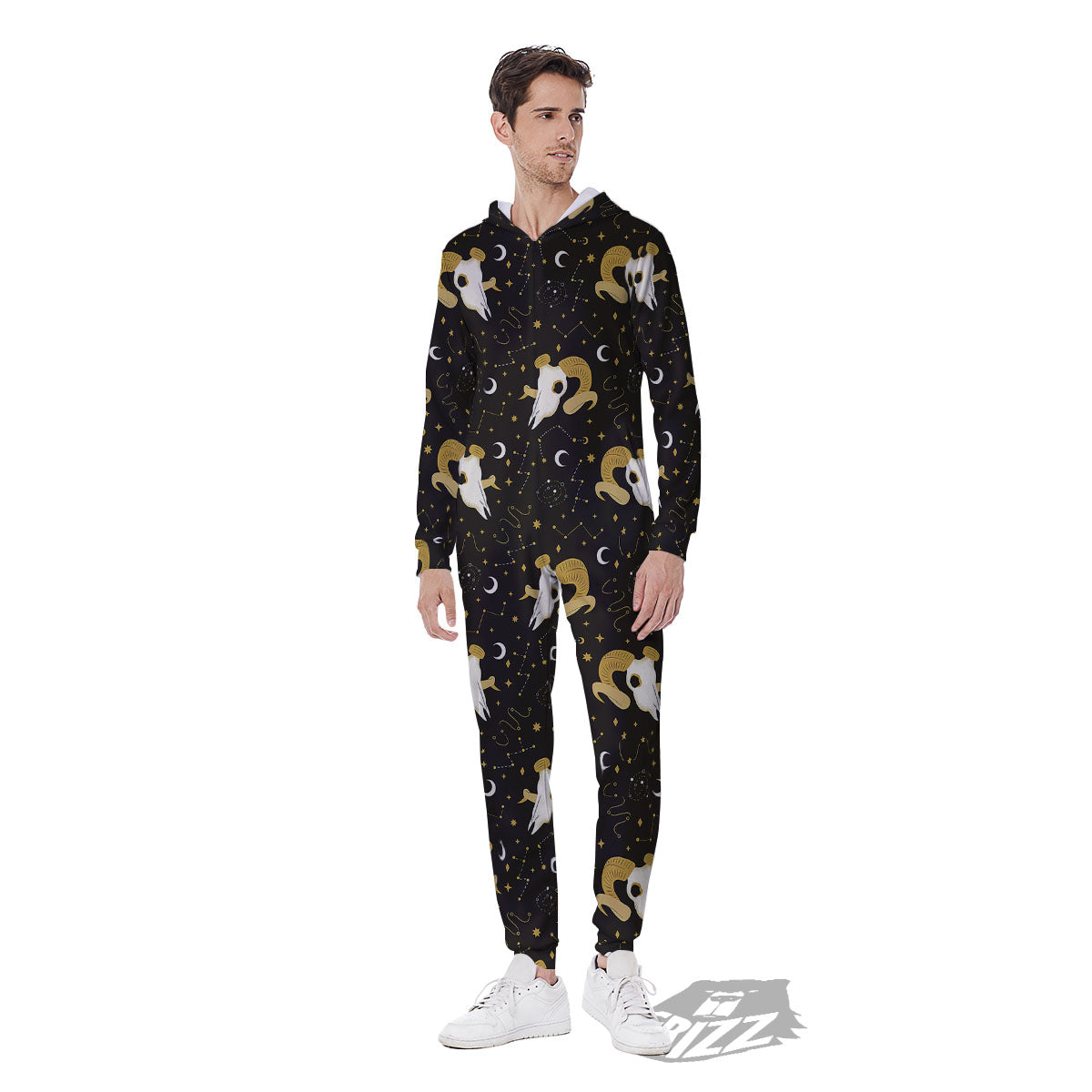 Constellation Aries Print Men's Jumpsuit-grizzshop