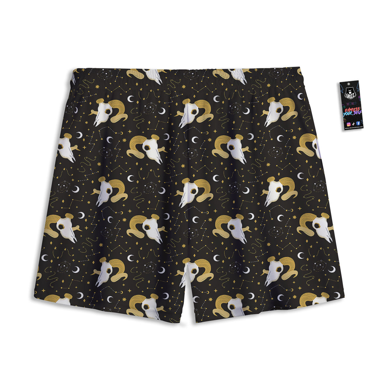 Emoji Devil Print Pattern Mesh Shorts