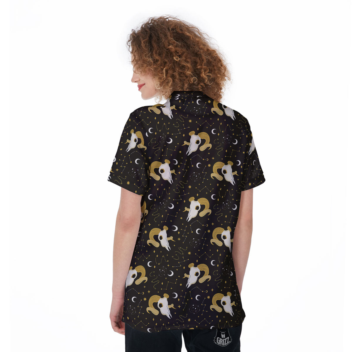 Constellation Aries Print Women's Golf Shirts-grizzshop