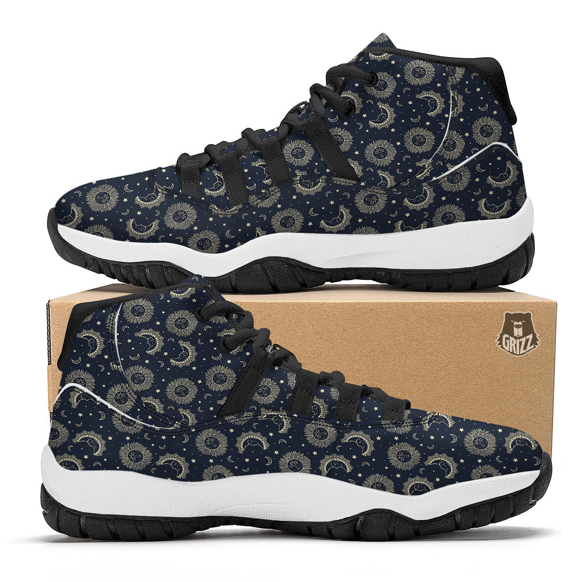 Constellation Bohemian Print Pattern Black Bball Shoes-grizzshop