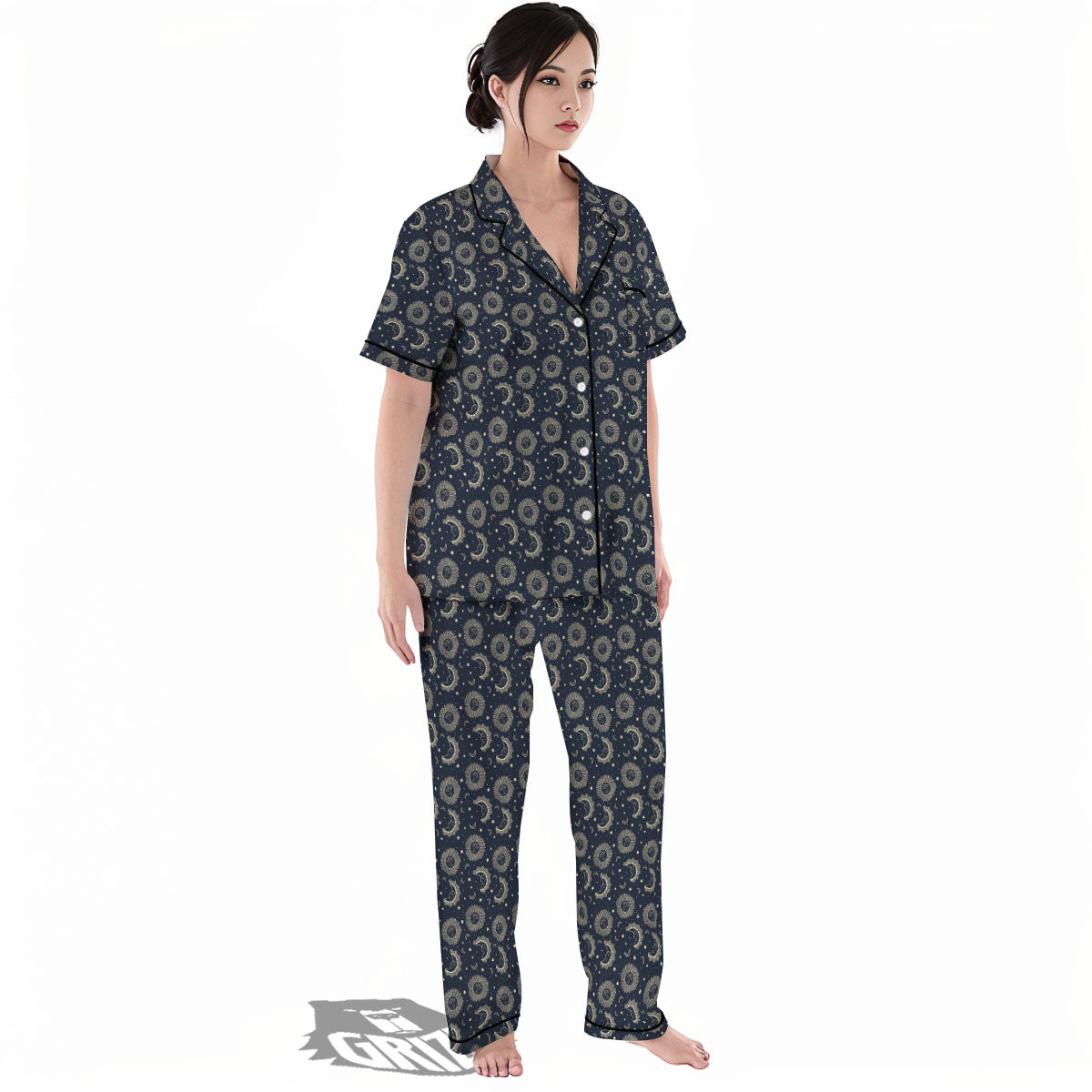 Constellation Bohemian Print Pattern Women's Pajamas Set-grizzshop