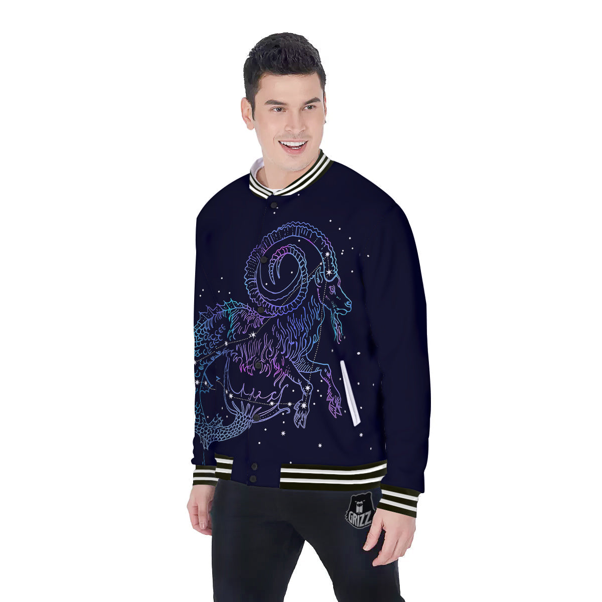 Constellation Capricorn Print Baseball Jacket-grizzshop