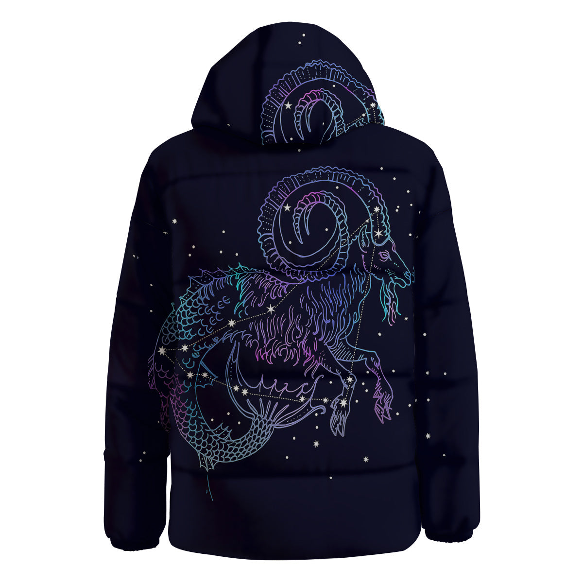 Constellation Capricorn Print Down Jacket-grizzshop