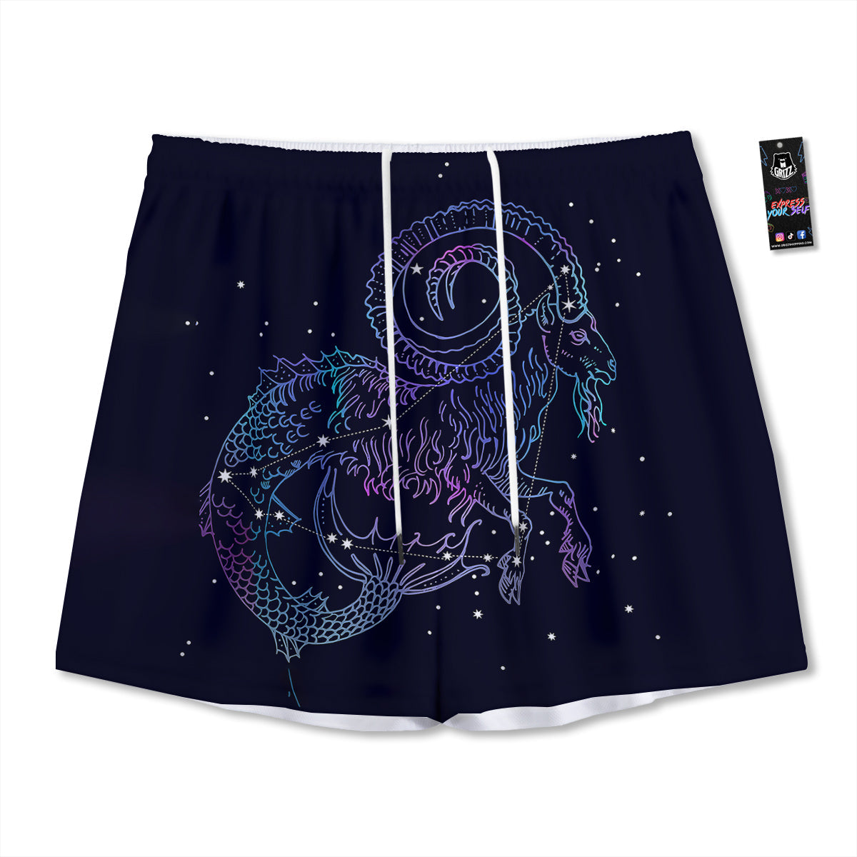 Dolphin Dark Blue Print Pattern Mesh Shorts
