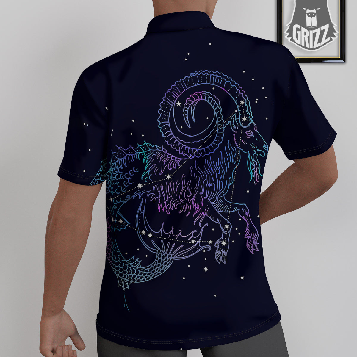 Constellation Capricorn Print Untucked Shirts-grizzshop