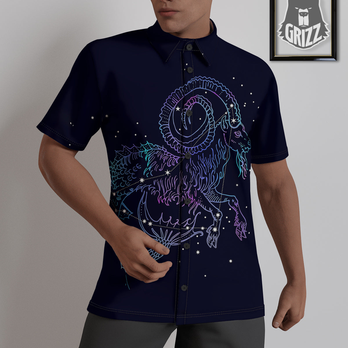 Constellation Capricorn Print Untucked Shirts-grizzshop