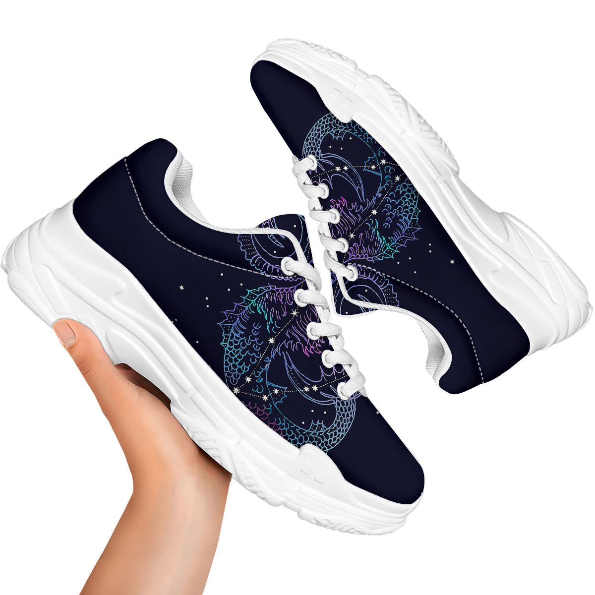 Constellation Capricorn Print White Chunky Shoes-grizzshop