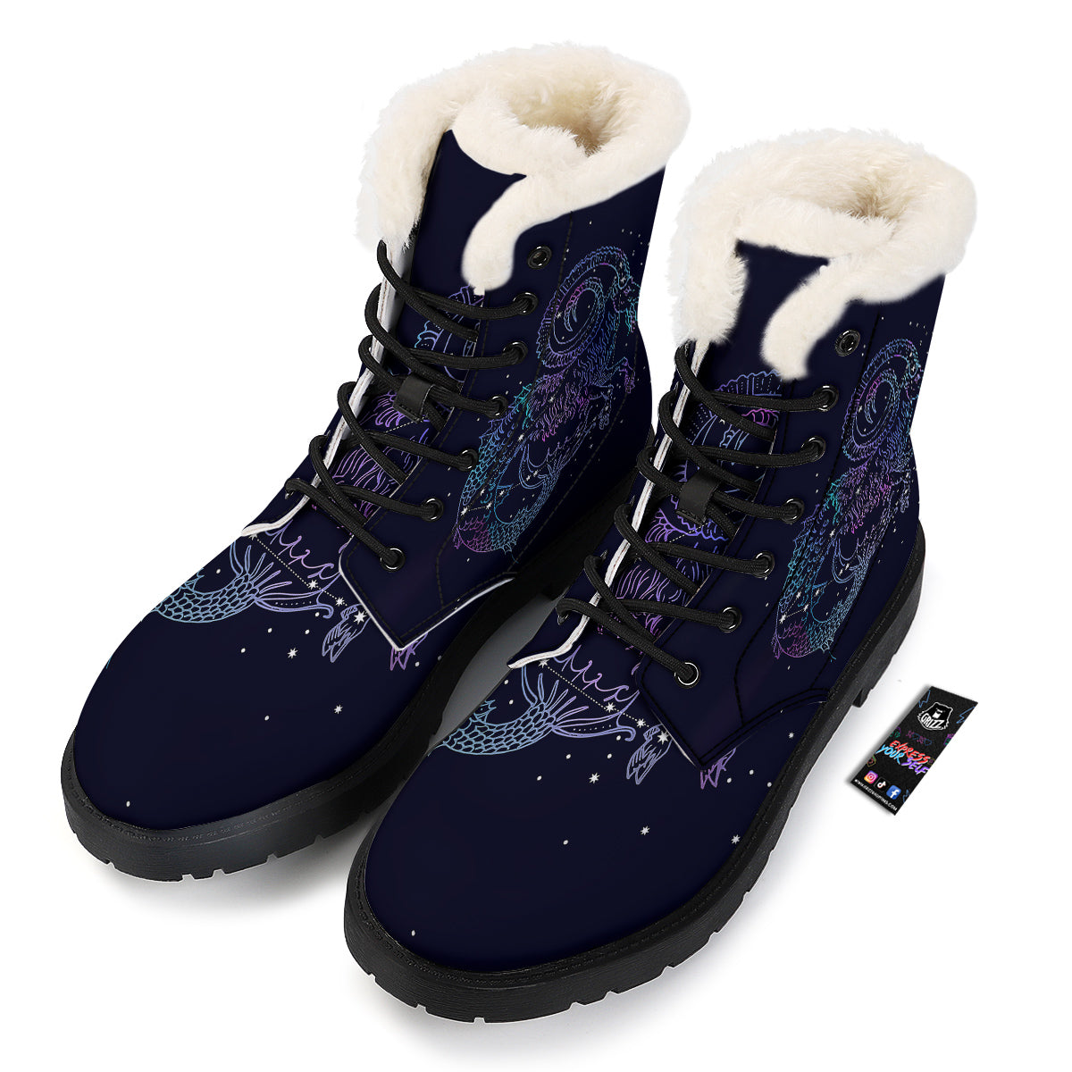Constellation Capricorn Print Winter Boots-grizzshop