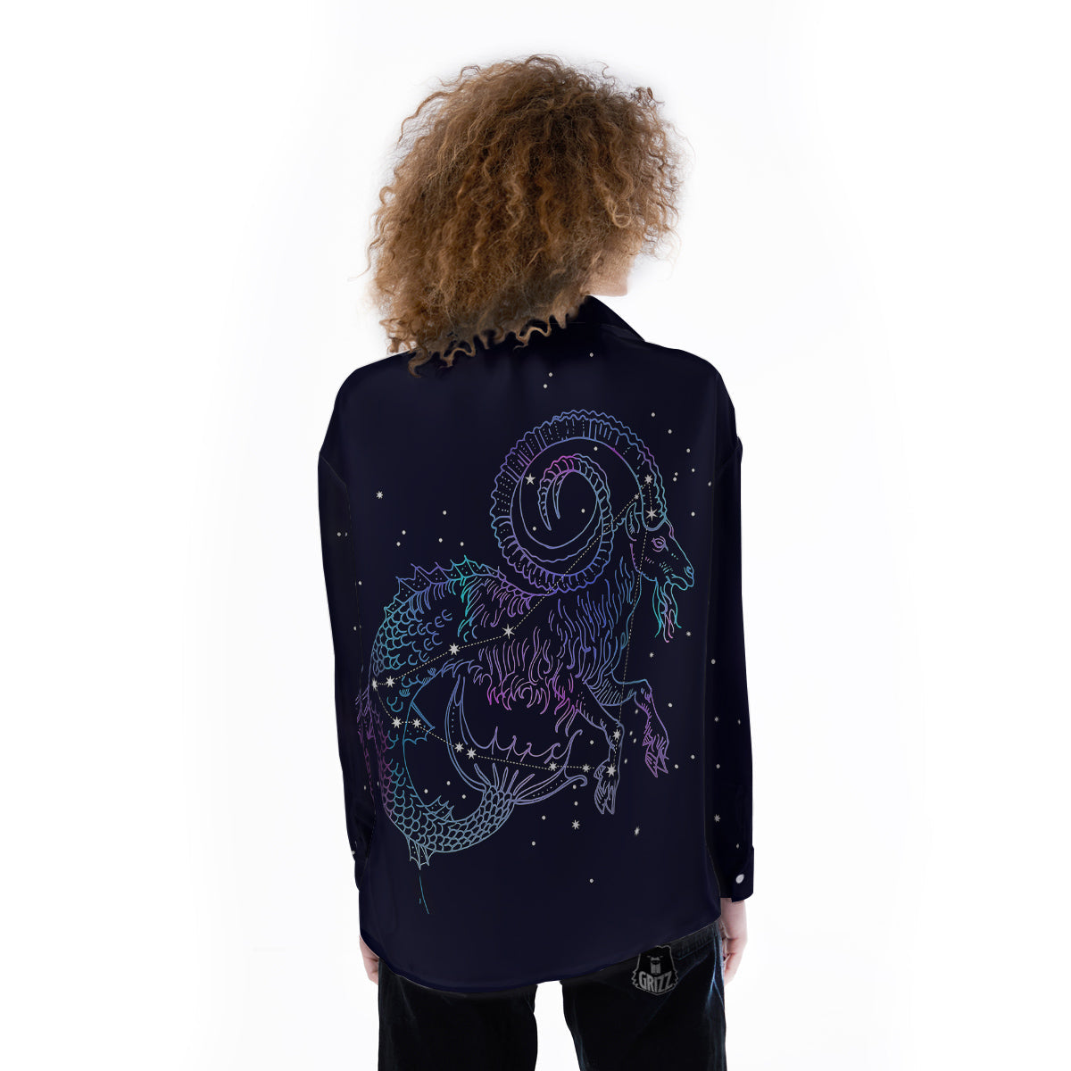 Constellation Capricorn Print Women's Long Sleeve Shirts-grizzshop