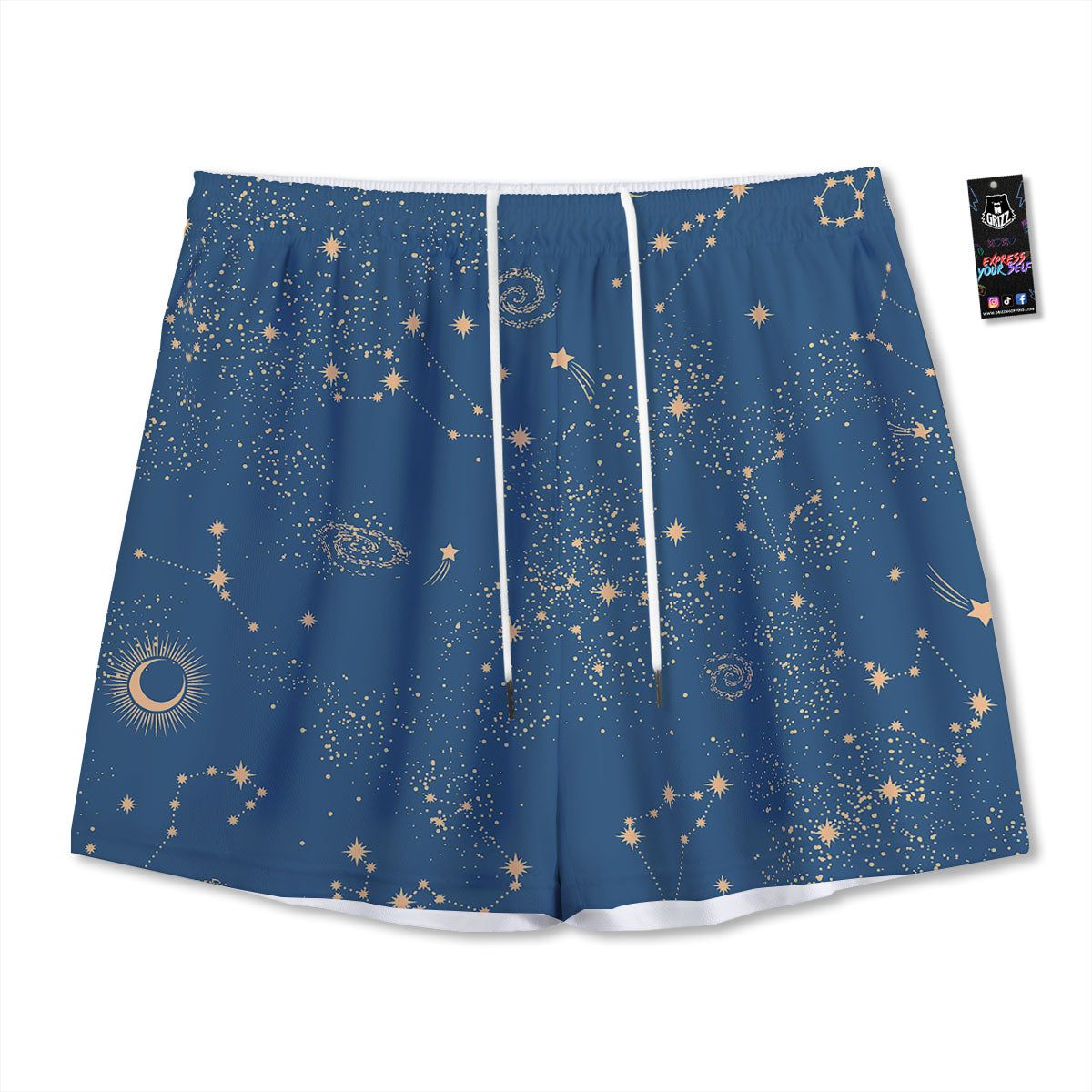 Constellation Cosmic Print Pattern Mesh Shorts-grizzshop