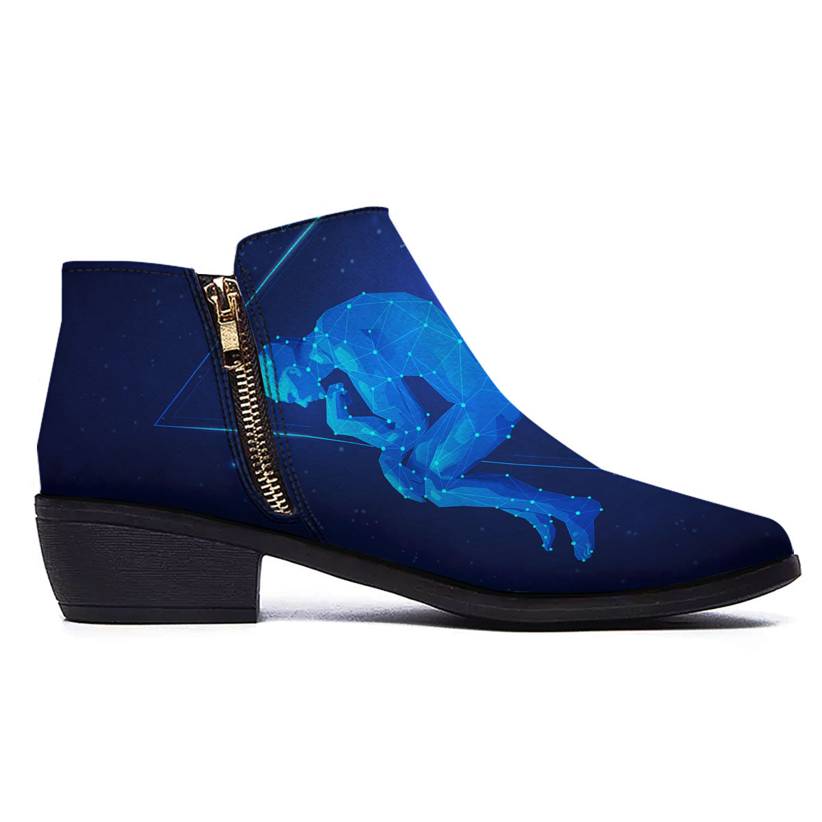 Constellation Gemini Print Ankle Boots-grizzshop