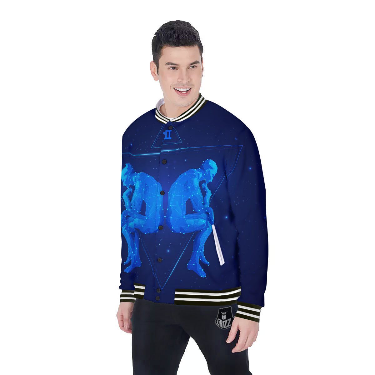 Constellation Gemini Print Baseball Jacket-grizzshop