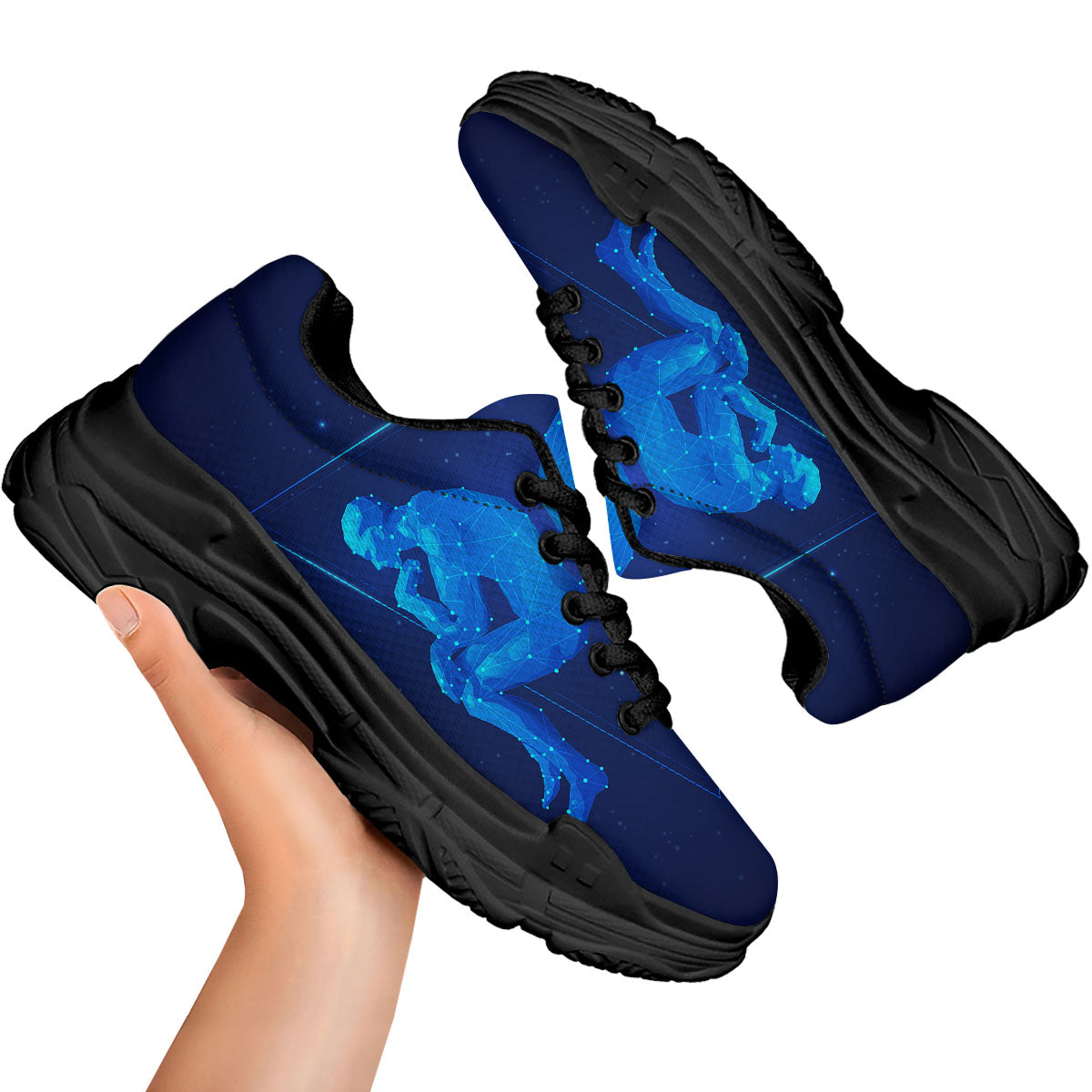 Constellation Gemini Print Black Chunky Shoes-grizzshop