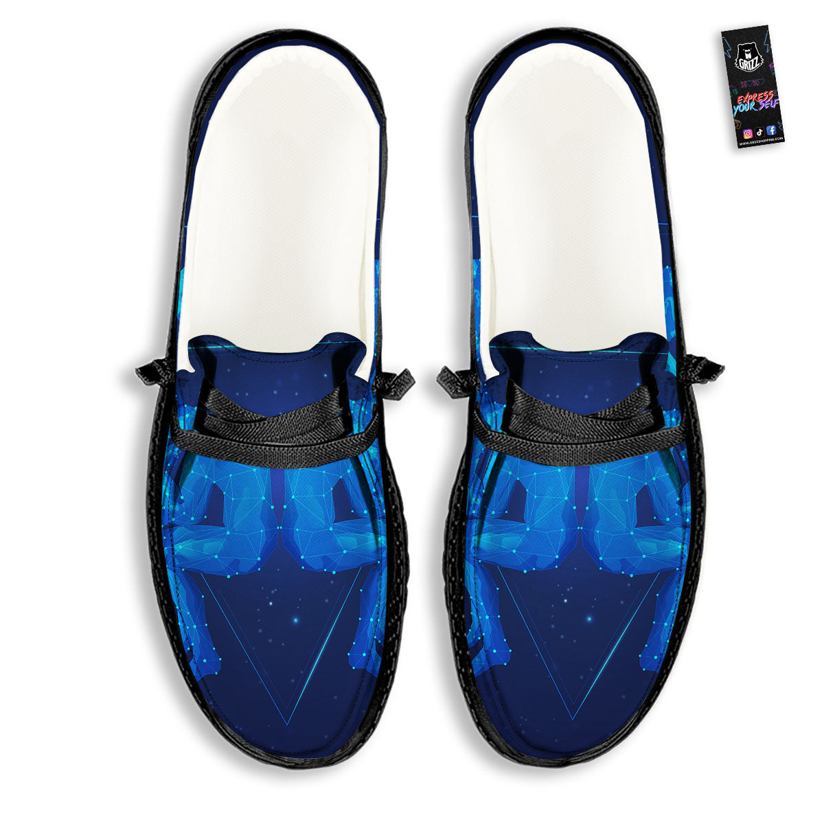 Constellation Gemini Print Black Loafers-grizzshop