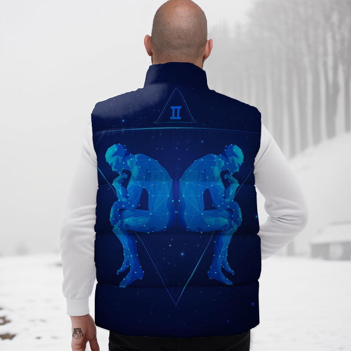 Constellation Gemini Print Down Vest-grizzshop