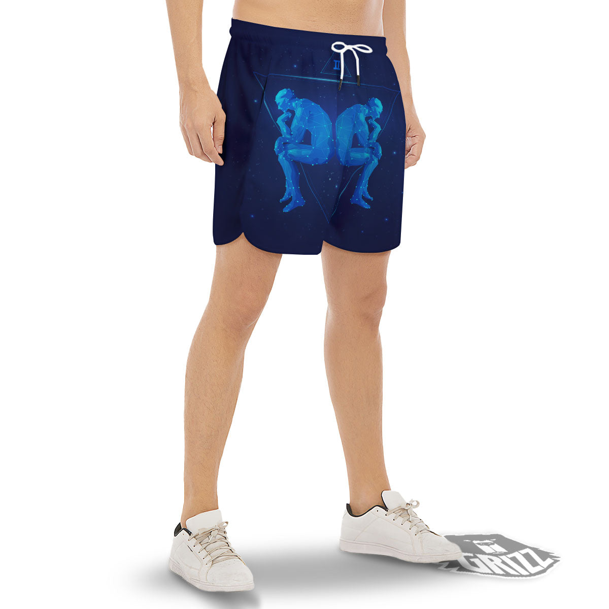 Constellation Gemini Print Men's Gym Shorts-grizzshop