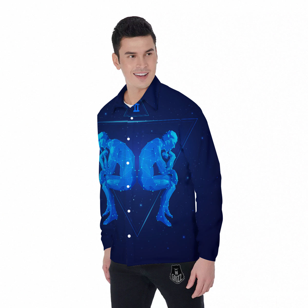 Constellation Gemini Print Men's Long Sleeve Shirts-grizzshop