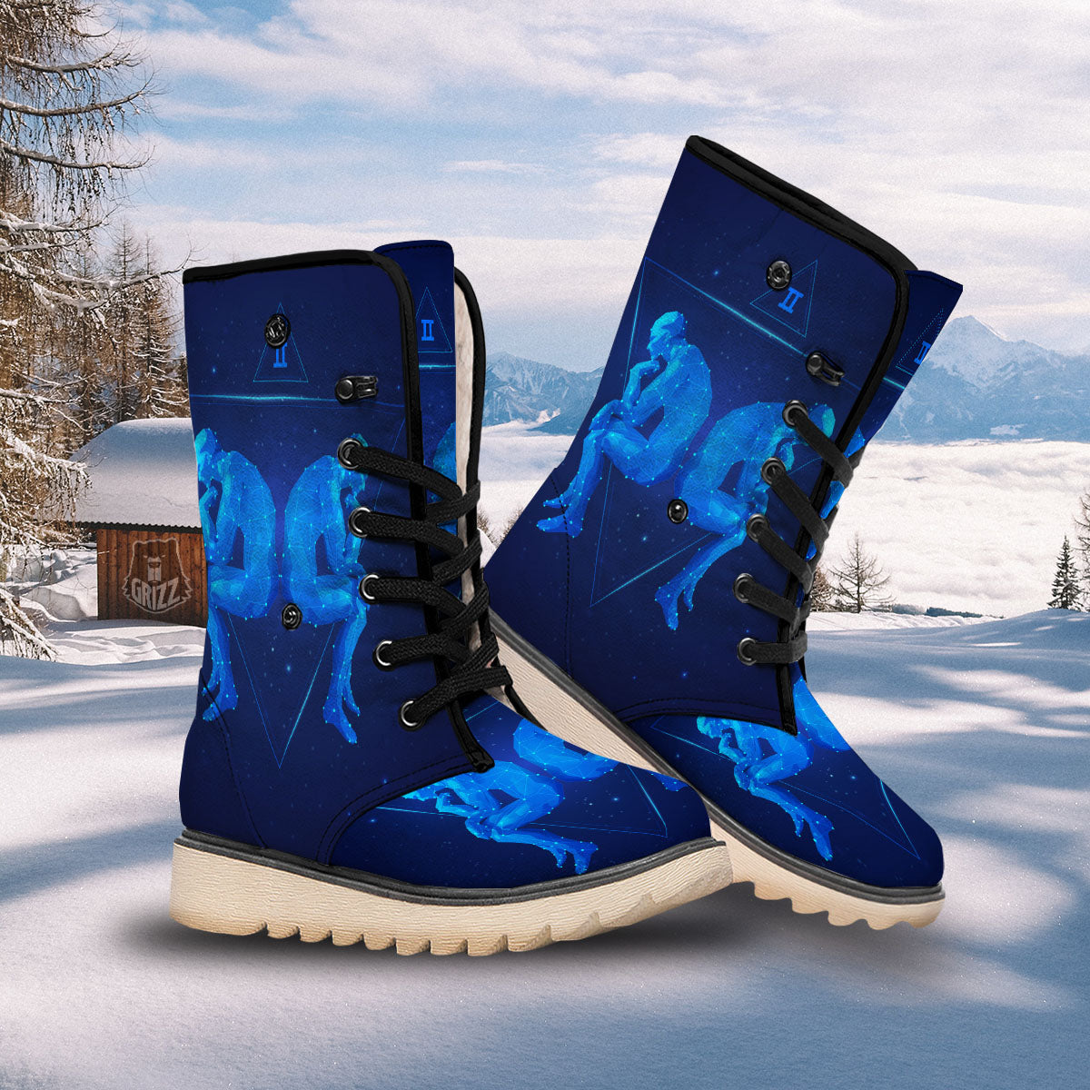 Constellation Gemini Print Snow Boots-grizzshop