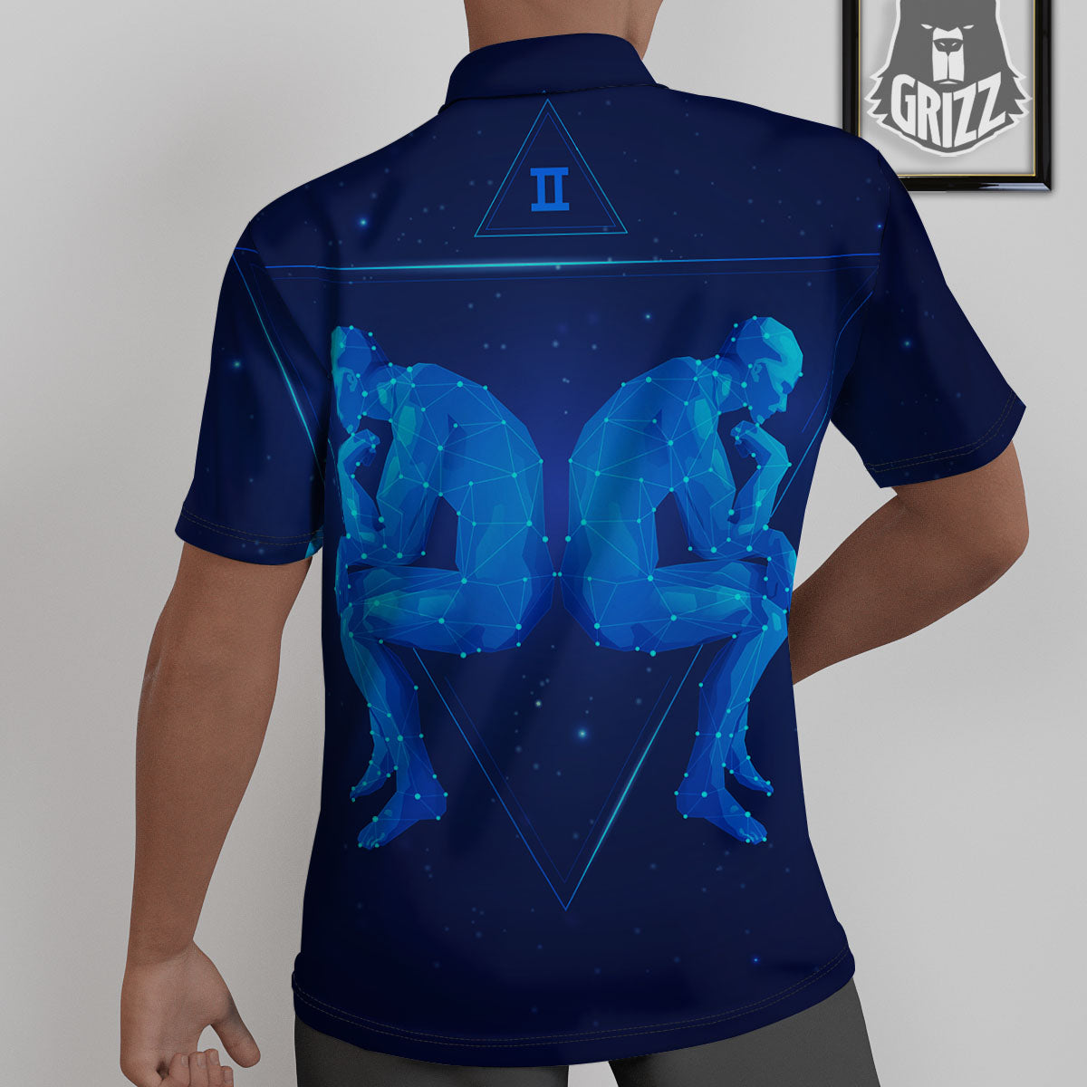 Constellation Gemini Print Untucked Shirts-grizzshop