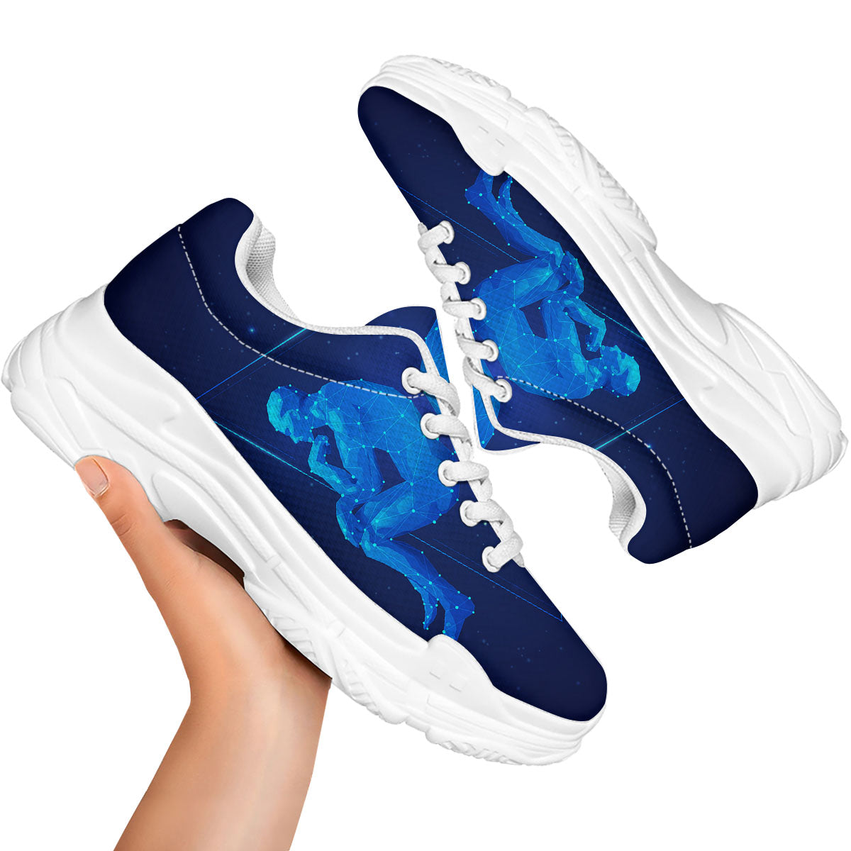 Constellation Gemini Print White Chunky Shoes-grizzshop