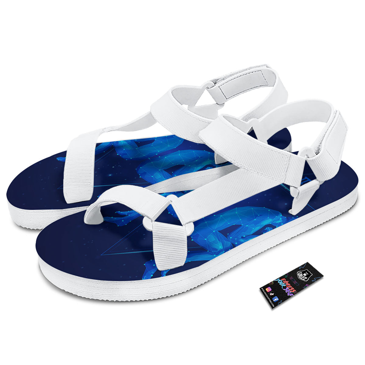 Constellation Gemini Print White Open Toe Sandals-grizzshop